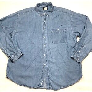 ID Denim Shirt Men XL Light Wash Blue Tencel Lyocell Western Coastal Cowboy